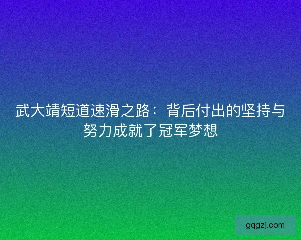 武大靖短道速滑之路：背后付出的坚持与努力成就了冠军梦想